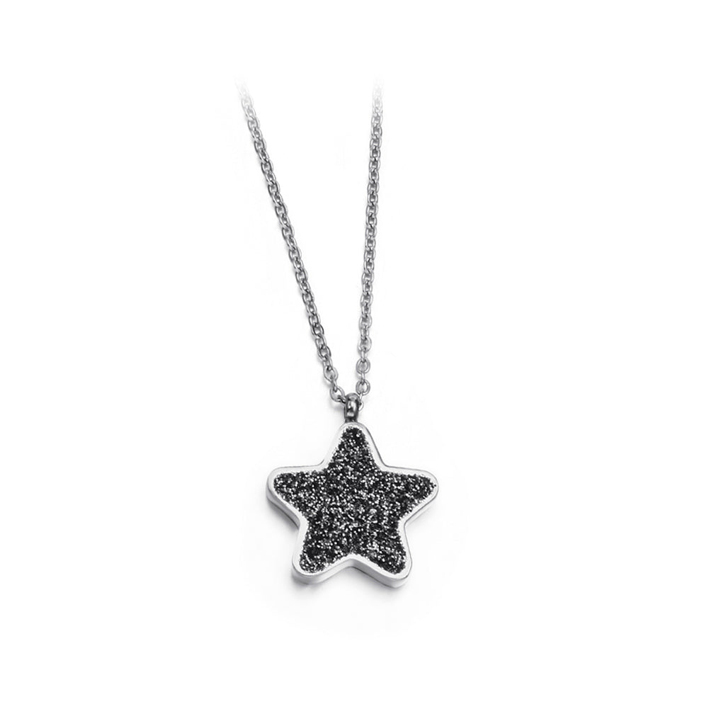 Fashion Simple Star 316L Stainless Steel Pendant with Cubic Zirconia and Necklace