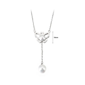 Fashion and Elegant Butterfly Tassel Imitation Pearl 316L Stainless Steel Pendant with Necklace