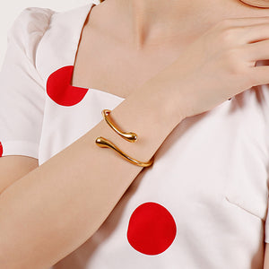 Simple and Fashion Plated Gold Geometric 316L Stainless Steel Bangle