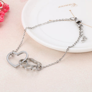 Simple and Cute Hollow Heart-shaped Cat Paw Footprint 316L Stainless Steel Bracelet