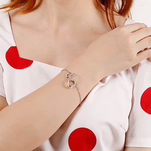 Simple and Cute Hollow Heart-shaped Cat Paw Footprint 316L Stainless Steel Bracelet