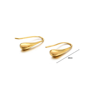 Simple and Fashion Plated Gold Water Drop-shaped 316L Stainless Steel Earrings