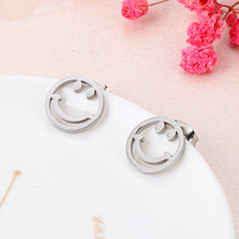 Load image into Gallery viewer, Simple and Creative Geometric Round Smiley Face 316L Stainless Steel Stud Earrings