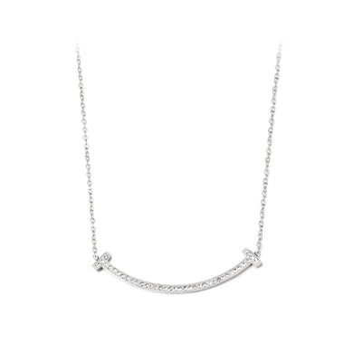 Simple and Cute Geometric Smiley Face Cubic Zirconia 316L Stainless Steel Necklace