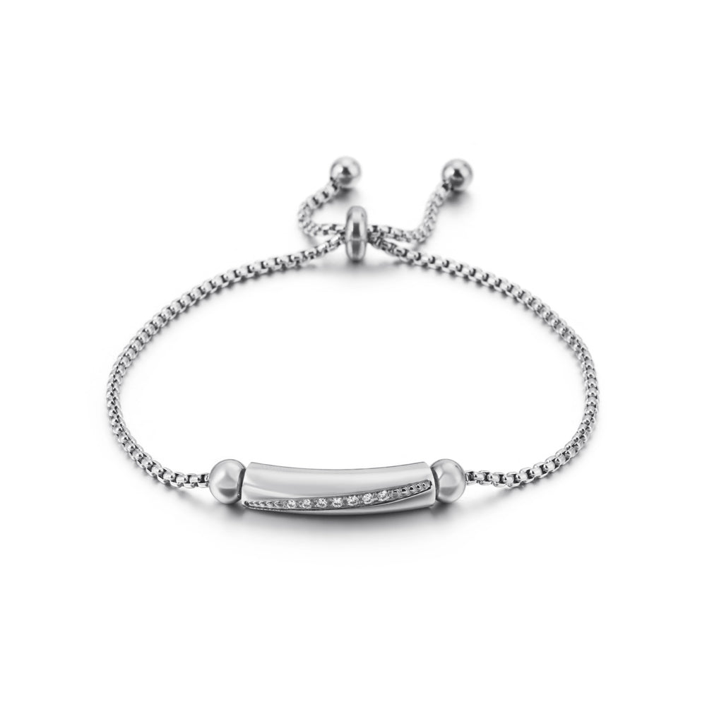 Simple and Fashion Geometric Long Cubic Zirconia 316L Stainless Steel Bracelet