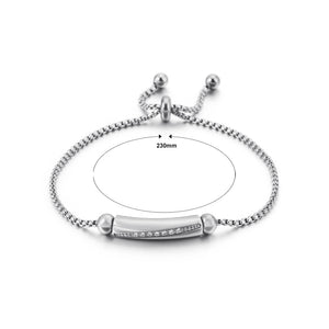Simple and Fashion Geometric Long Cubic Zirconia 316L Stainless Steel Bracelet