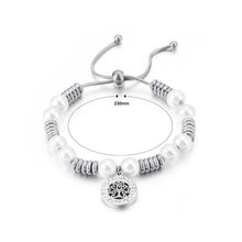 Load image into Gallery viewer, Fashion and Elegant Geometric Tree Of Life Imitation Pearl Beaded 316L Stainless Steel Bracelet with Cubic Zirconia