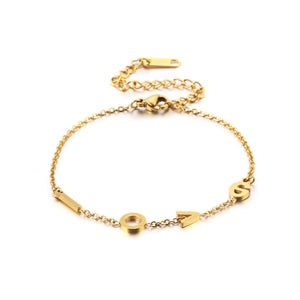 Simple and Sweet Plated Gold Love 316L Stainless Steel Bracelet