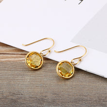 Load image into Gallery viewer, Simple and Fashion Plated Gold Geometric Round Yellow Cubic Zirconia 316L Stainless Steel Earrings