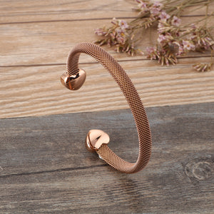 Simple and Romantic Plated Rose Gold Heart-shaped 316L Stainless Steel Bangle