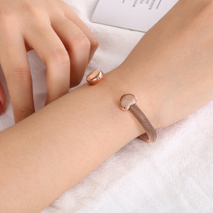 Simple and Romantic Plated Rose Gold Heart-shaped 316L Stainless Steel Bangle