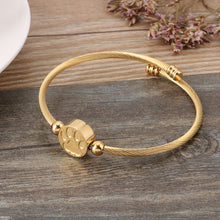Load image into Gallery viewer, Fashion and Cute Plated Gold Geometric Circular Cat Paw Footprint 316L Stainless Steel Bangle