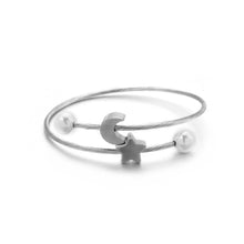 Load image into Gallery viewer, Fashion Simple Star Moon Imitation Pearl 316L Stainless Steel Bangle