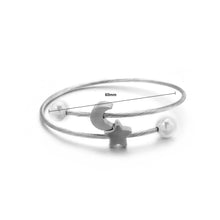 Load image into Gallery viewer, Fashion Simple Star Moon Imitation Pearl 316L Stainless Steel Bangle