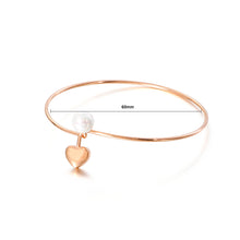 Load image into Gallery viewer, Simple and Romantic Plated Rose Gold Heart-shaped Imitation Pearl 316L Stainless Steel Bangle