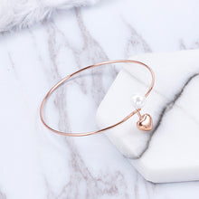 Load image into Gallery viewer, Simple and Romantic Plated Rose Gold Heart-shaped Imitation Pearl 316L Stainless Steel Bangle