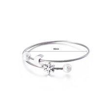 Load image into Gallery viewer, Fashion Simple Snowflake Moon 316L Stainless Steel Bangle with Imitation Pearls