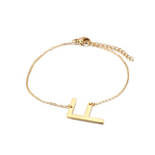 Load image into Gallery viewer, Simple and Fashion Plated Gold English Alphabet F 316L Stainless Steel Bracelet