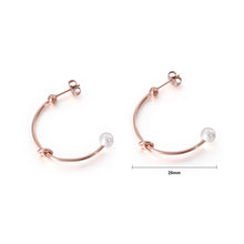 Load image into Gallery viewer, Simple Temperament Plated Rose Gold Geometric Knot Imitation Pearl 316L Stainless Steel Earrings