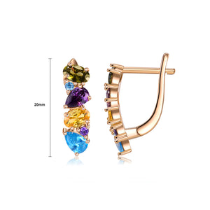 925 Sterling Silver Plated Rose Gold Simple Fashion Geometric Colorful Cubic Zirconia Earrings