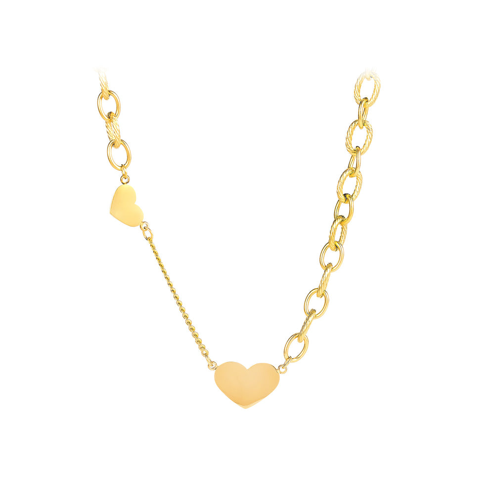 Fashion and Romantic Plated Gold Heart-shaped 316L Stainless Steel Necklace