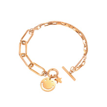 Load image into Gallery viewer, Simple and Lovely Plated Rose Gold Smiley Star 316L Stainless Steel Bracelet