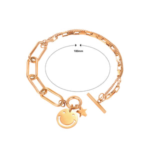 Simple and Lovely Plated Rose Gold Smiley Star 316L Stainless Steel Bracelet