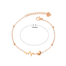 Load image into Gallery viewer, Simple and Sweet Plated Rose Gold Heart-shaped ECG 316L Stainless Steel Bracelet