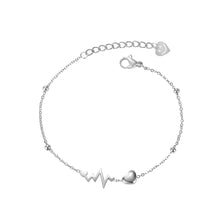 Load image into Gallery viewer, Simple and Sweet Heart-shaped ECG 316L Stainless Steel Bracelet