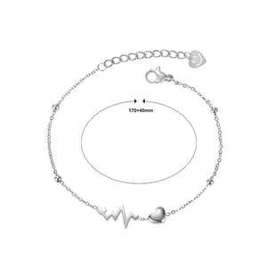 Simple and Sweet Heart-shaped ECG 316L Stainless Steel Bracelet