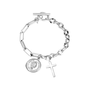 Fashion Creative Cross Coin 316L Stainless Steel Bracelet