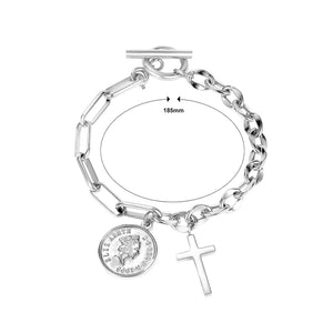 Fashion Creative Cross Coin 316L Stainless Steel Bracelet