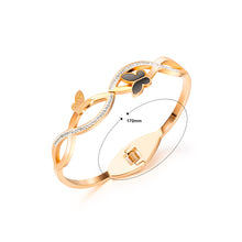 Load image into Gallery viewer, Fashion and Elegant Plated Rose Gold Butterfly 316L Stainless Steel Bangle with Cubic Zirconia
