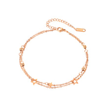 Load image into Gallery viewer, Simple Temperament Plated Rose Gold Star Double Layer 316L Stainless Steel Anklet