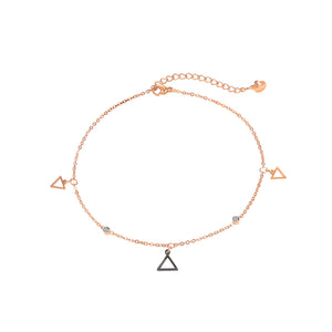 Simple and Exquisite Plated Rose Gold Geometric Triangle 316L Stainless Steel Anklet with Cubic Zirconia