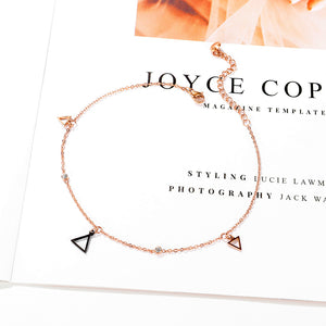 Simple and Exquisite Plated Rose Gold Geometric Triangle 316L Stainless Steel Anklet with Cubic Zirconia