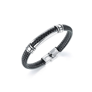 Fashion Personality Geometric 316L Stainless Steel Leather Bangle