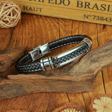 Load image into Gallery viewer, Fashion Personality Geometric 316L Stainless Steel Leather Bangle