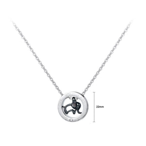 Fashion and Elegant Geometric Round Black Elephant 316L Stainless Steel Pendant with Necklace