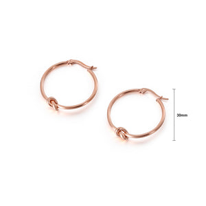 Simple Personality Plated Rose Gold Geometric Circle Knotted 316L Stainless Steel Earrings 30mm