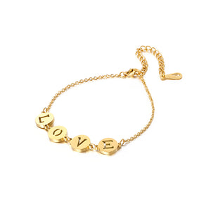 Fashion and Elegant Plated Gold Geometric Round Love 316L Stainless Steel Bracelet