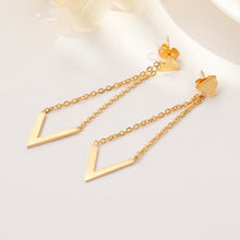 Load image into Gallery viewer, Simple Personality Plated Gold Tassel Geometric Triangle 316L Stainless Steel Earrings