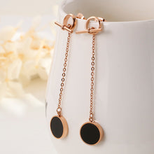 Load image into Gallery viewer, Simple Fashion Plated Rose Gold Geometric Round Tassel 316L Stainless Steel Earrings