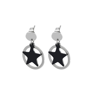Simple Fashion Geometric Round Star 316L Stainless Steel Earrings