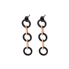 Load image into Gallery viewer, Simple Fashion Plated Rose Gold Black Geometric Round 316L Stainless Steel Earrings