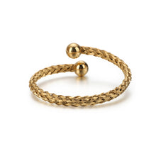 Load image into Gallery viewer, Fashion and Elegant Plated Gold Geometric Twist Woven 316L Stainless Steel Bangle