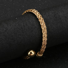 Load image into Gallery viewer, Fashion and Elegant Plated Gold Geometric Twist Woven 316L Stainless Steel Bangle