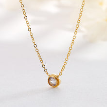 Load image into Gallery viewer, Fashion and Simple Plated Gold Geometric Round Cubic Zirconia 316L Stainless Steel Pendant with Necklace