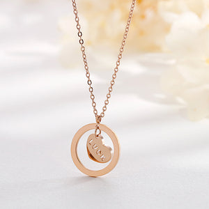 Simple and Romantic Plated Rose Gold Geometric Heart-shaped 316L Stainless Steel Pendant with Necklace