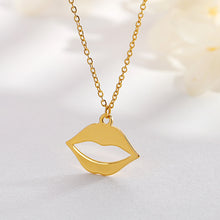 Load image into Gallery viewer, Fashion Creative Plated Gold Lips 316L Stainless Steel Pendant with Necklace